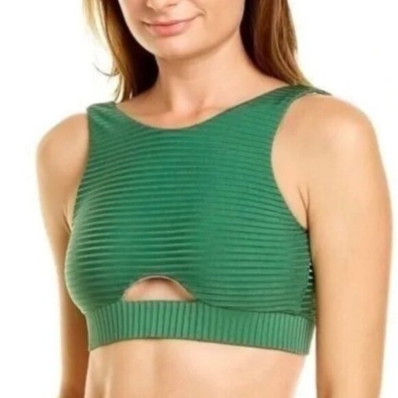 PQ SWIM Revolve Medium Two Way Emerald Green Key Hole Crop Top Swim Tank Beach - Picture 6 of 16